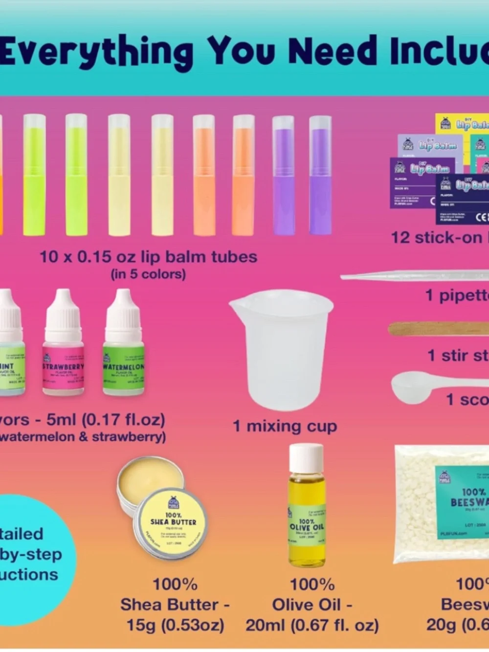 New Sealed DIY Lip Balm Making Kit for Kids - Makes 10 Natural-Based Chapsticks